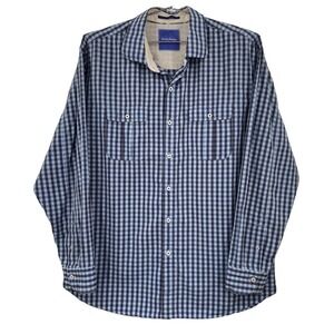 Tommy Bahama Mens XXL Blue Gingham Check Cotton Long Sleeve Button Down Shirt